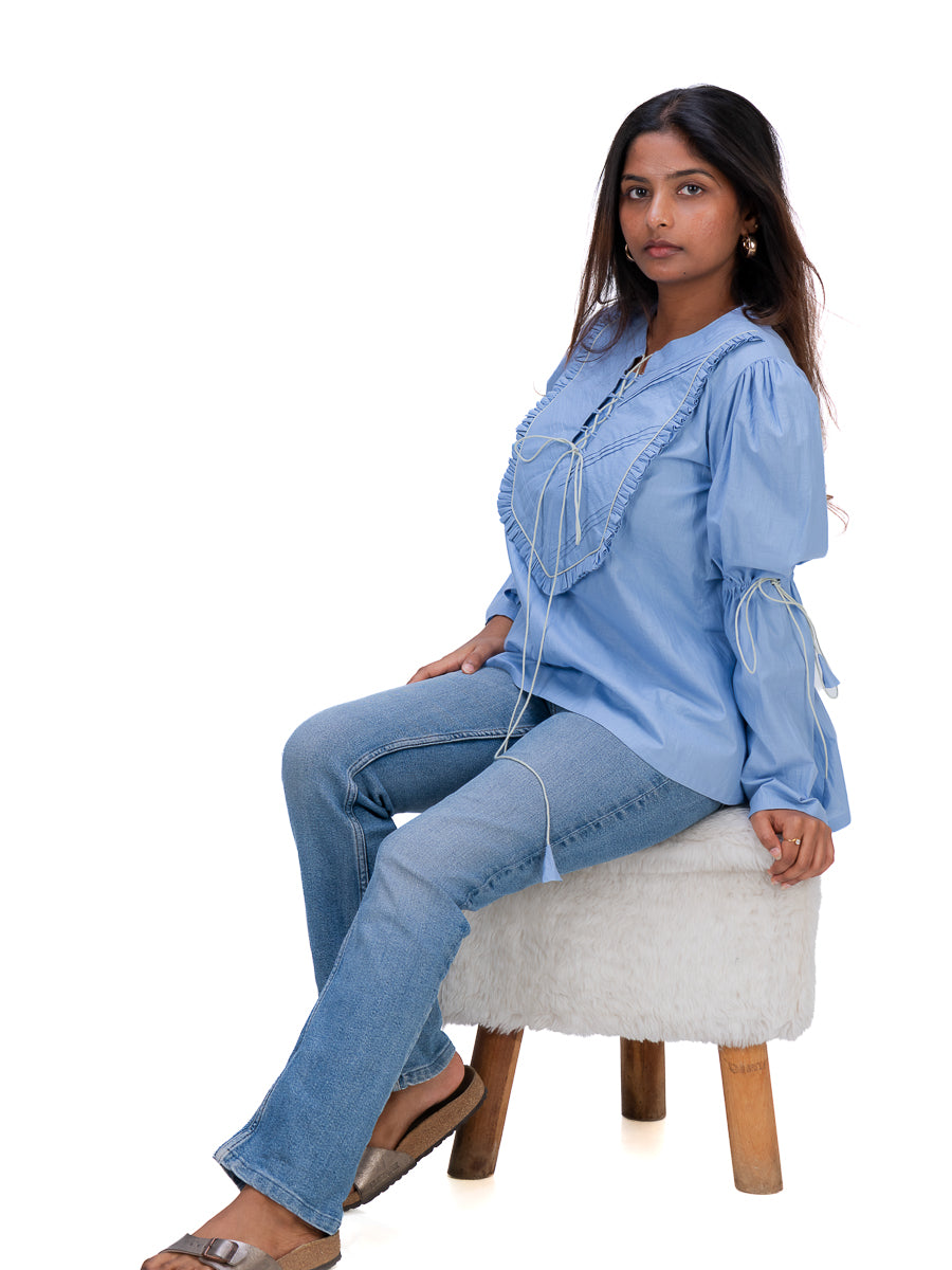 Bloom Blue Drawstring Top